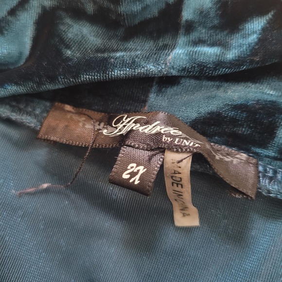 Andree by Unit Velvet Kimono Women 2X Teal Excellent Embroidered Open Cardigan - Picture 4 of 8